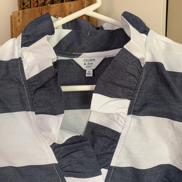 Crown& Ivy petites ruffle neck top. Worn once. - Picture 2 of 5